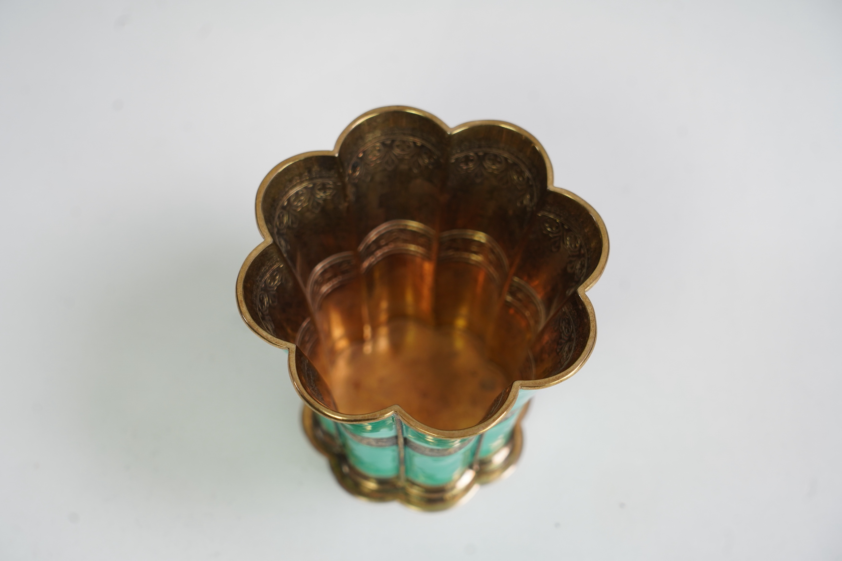 A mid 20th century Danish Anton Michelsen sterling and blue enamel beaker